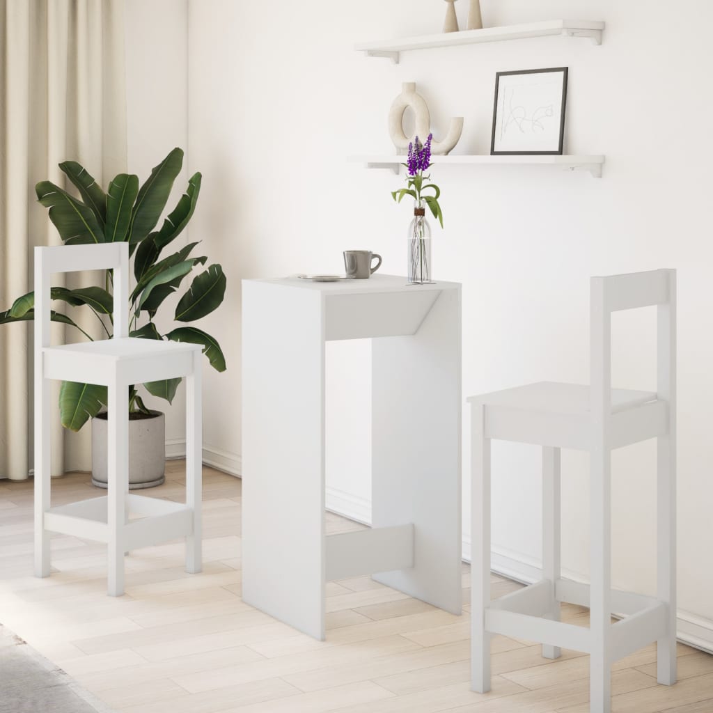 White Engineered Wood Bar Table, 51x50x103.5 cm