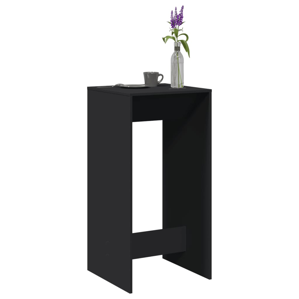 Sleek Black Bar Table, Engineered Wood, 51x50x103.5 cm