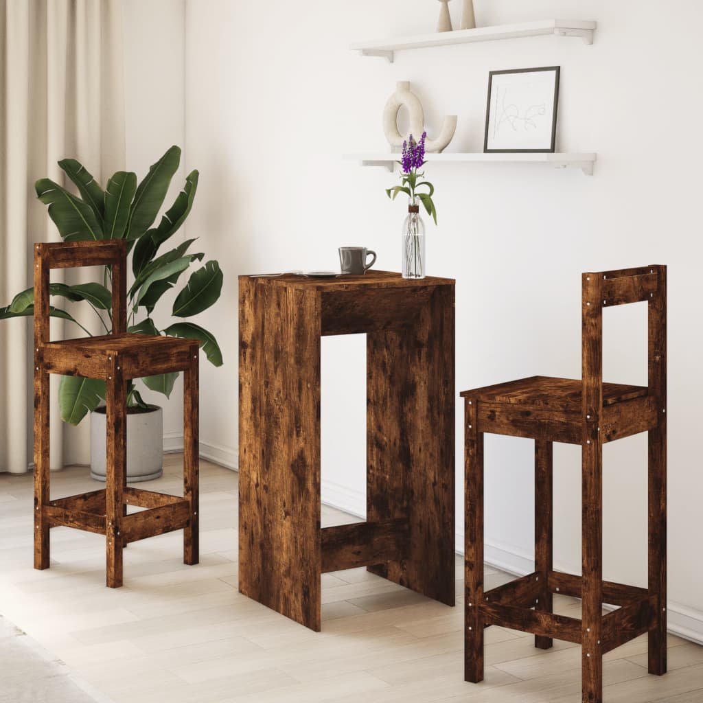 Smoked Oak Bar Table - 51x50x103.5 cm, Engineered Wood
