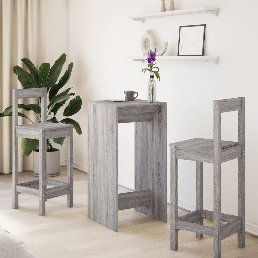 Grey Sonoma Bar Table, Engineered Wood, 51x50x103.5 cm