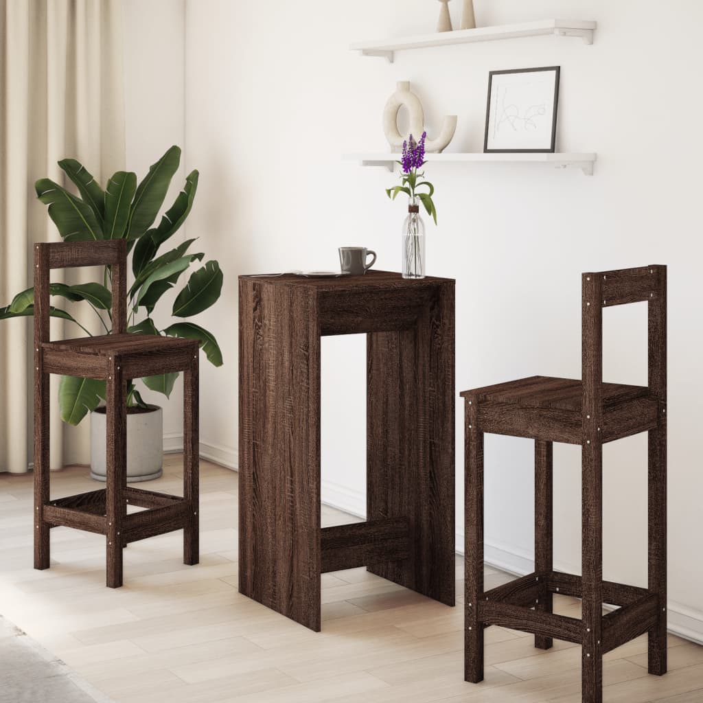 Brown Oak Bar Table - 51x50x103.5 cm - Engineered Wood
