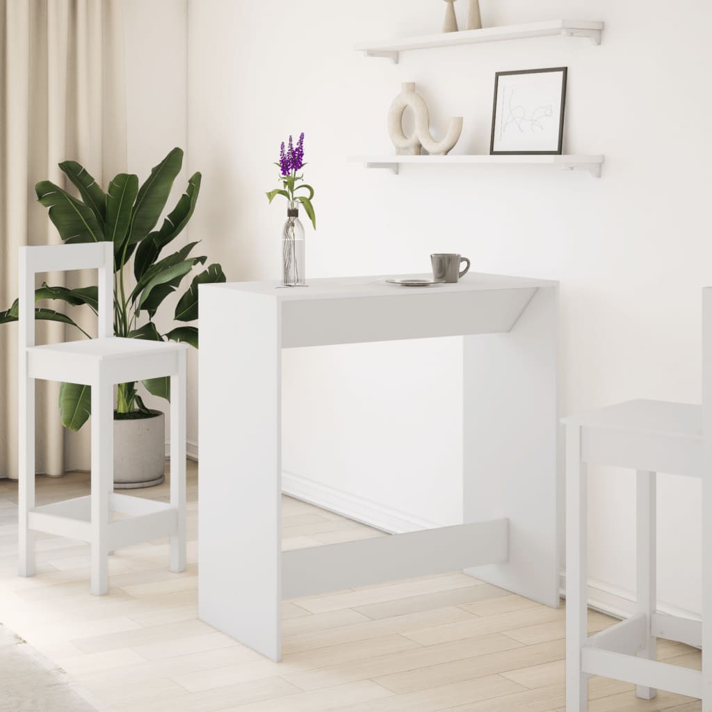 Sleek White Engineered Wood Bar Table, 102x50x103.5 cm