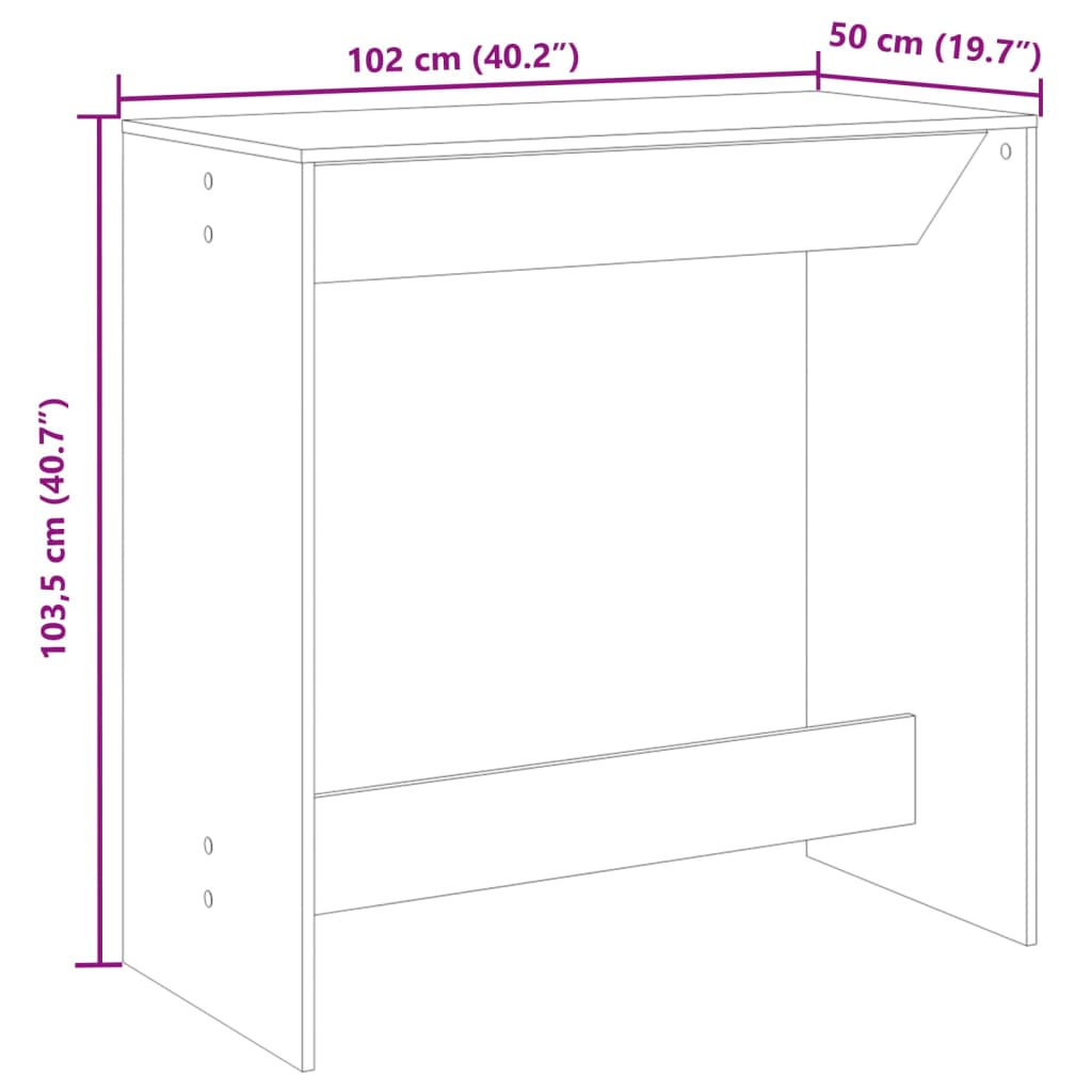 Sonoma Oak Bar Table 102x50x103.5 cm - Durable Engineered Wood
