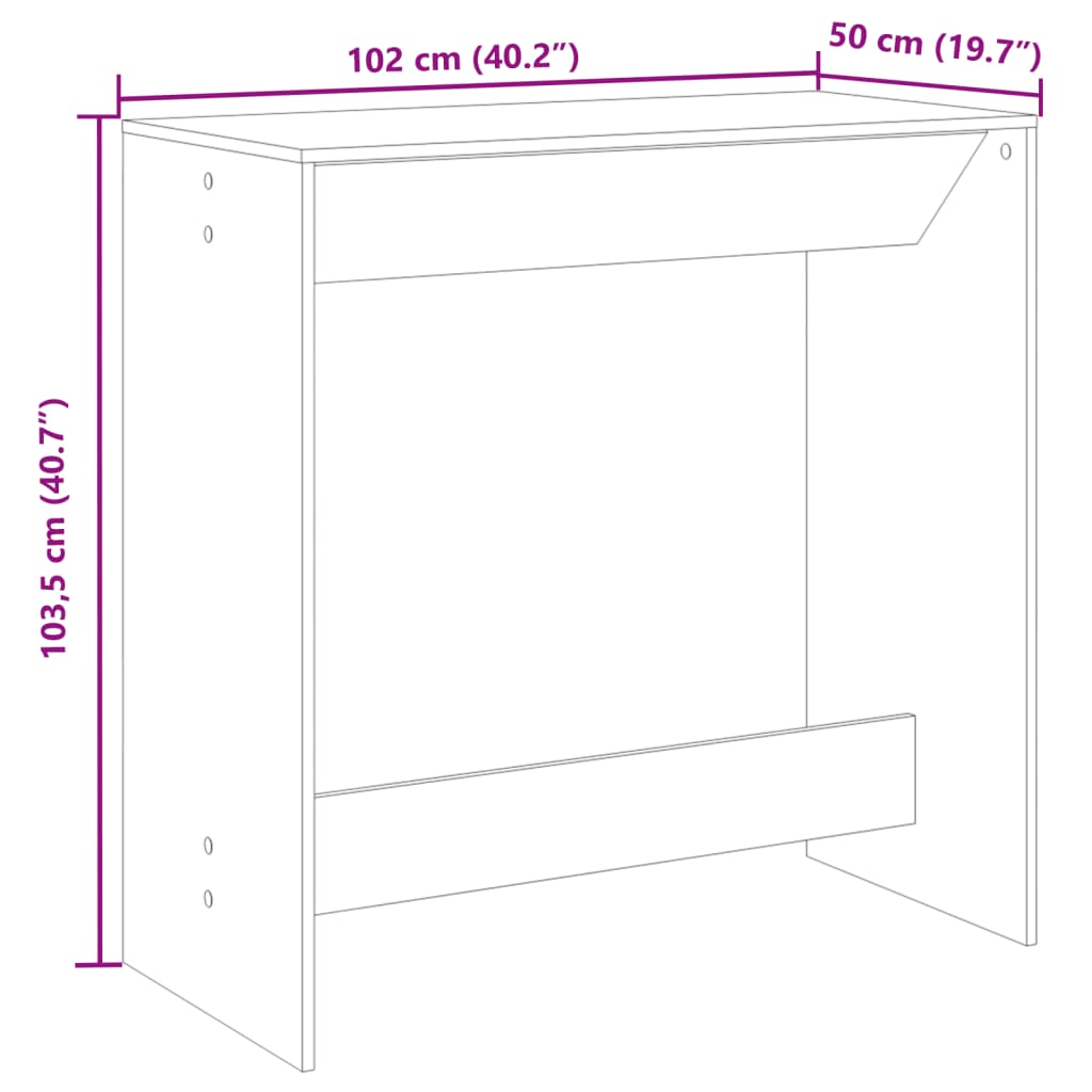Concrete Grey Bar Table 102x50x103.5 cm - Engineered Wood Design