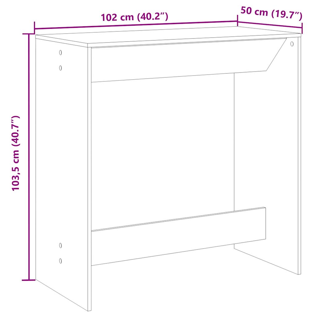 Grey Sonoma Bar Table 102x50x103.5 cm - Engineered Wood