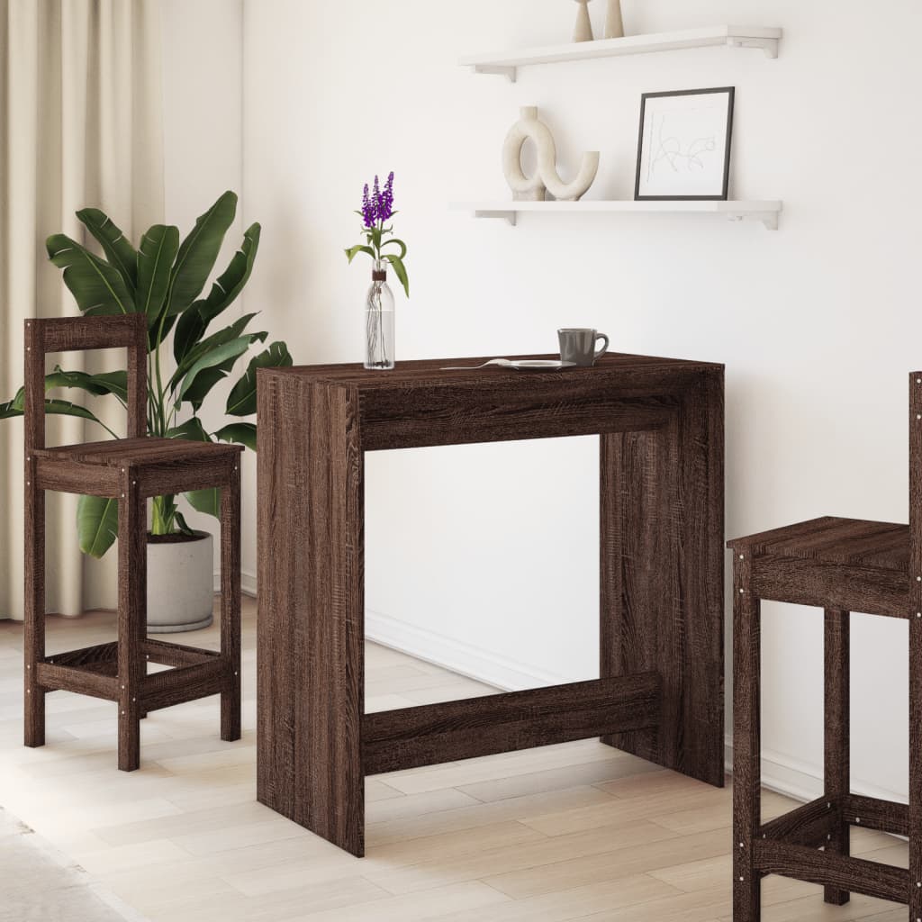 Brown Oak Bar Table 102x50x103.5 cm | Engineered Wood Design