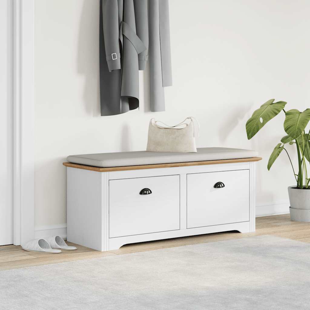 Stylish Hallway Bench BODO - White & Brown, 114x40x45 cm
