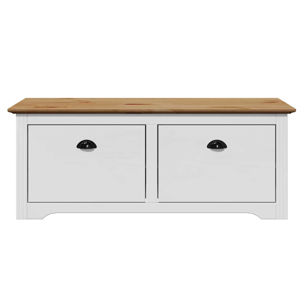 Stylish Hallway Bench BODO - White & Brown, 114x40x45 cm