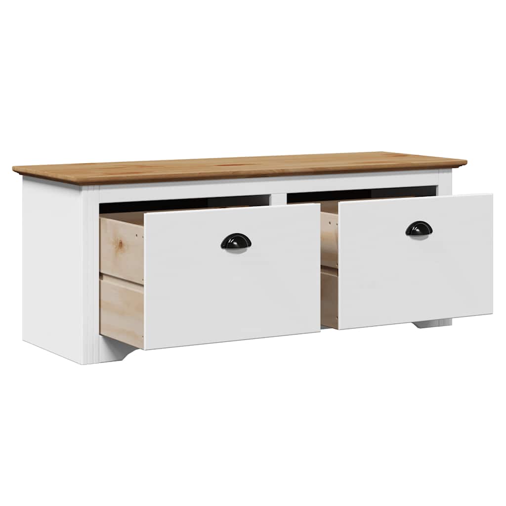 Stylish Hallway Bench BODO - White & Brown, 114x40x45 cm