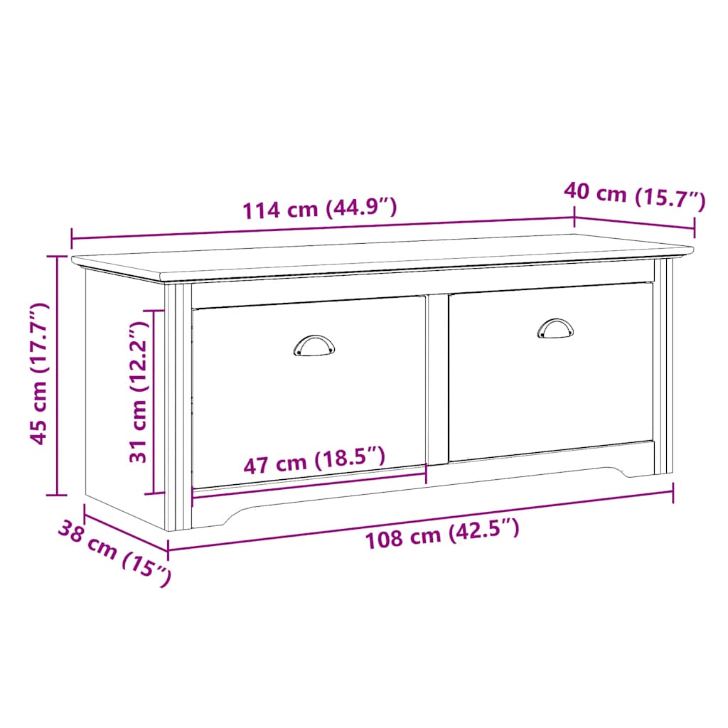 Stylish Hallway Bench BODO - White & Brown, 114x40x45 cm