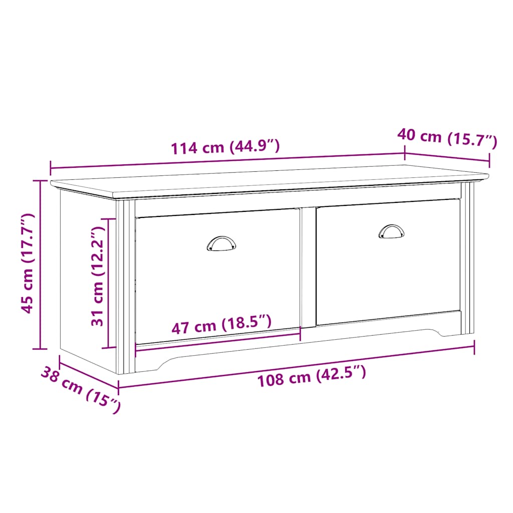 Stylish Grey Hallway Bench BODO, 114x40x45 cm - Durable Wood Design