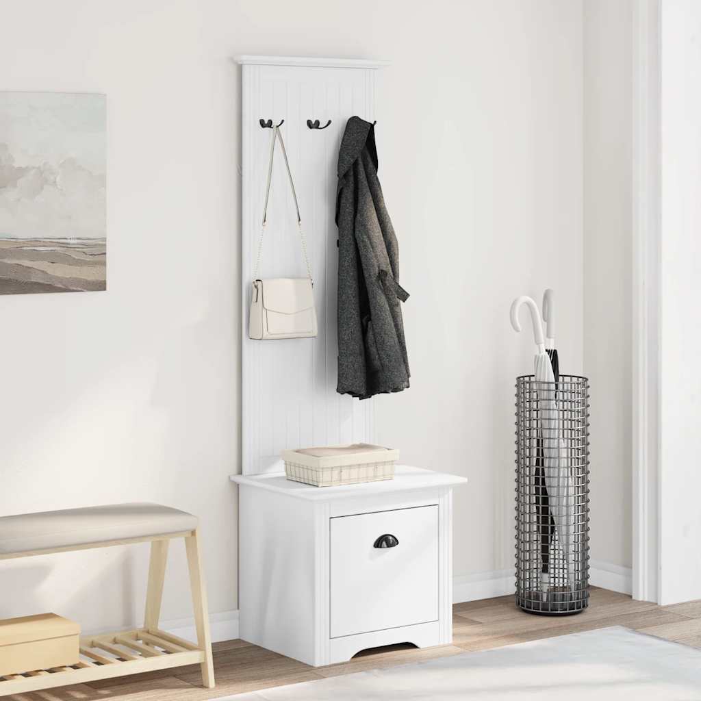 BODO White Hallway Cabinet with Hooks, 50x40x157 cm