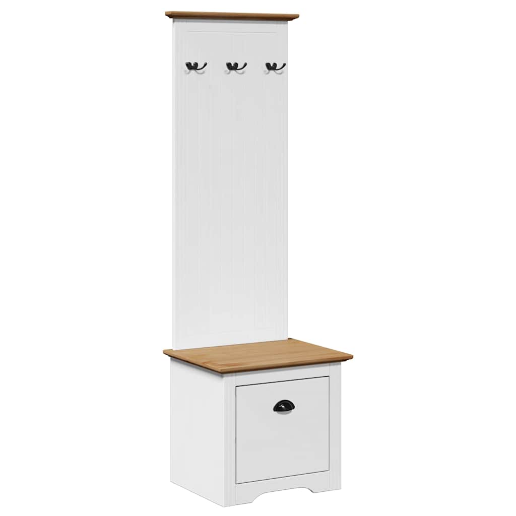 BODO White & Brown Hallway Cabinet with Hooks, 50x40x157 cm