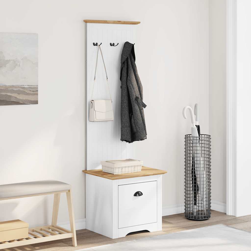 BODO White & Brown Hallway Cabinet with Hooks, 50x40x157 cm