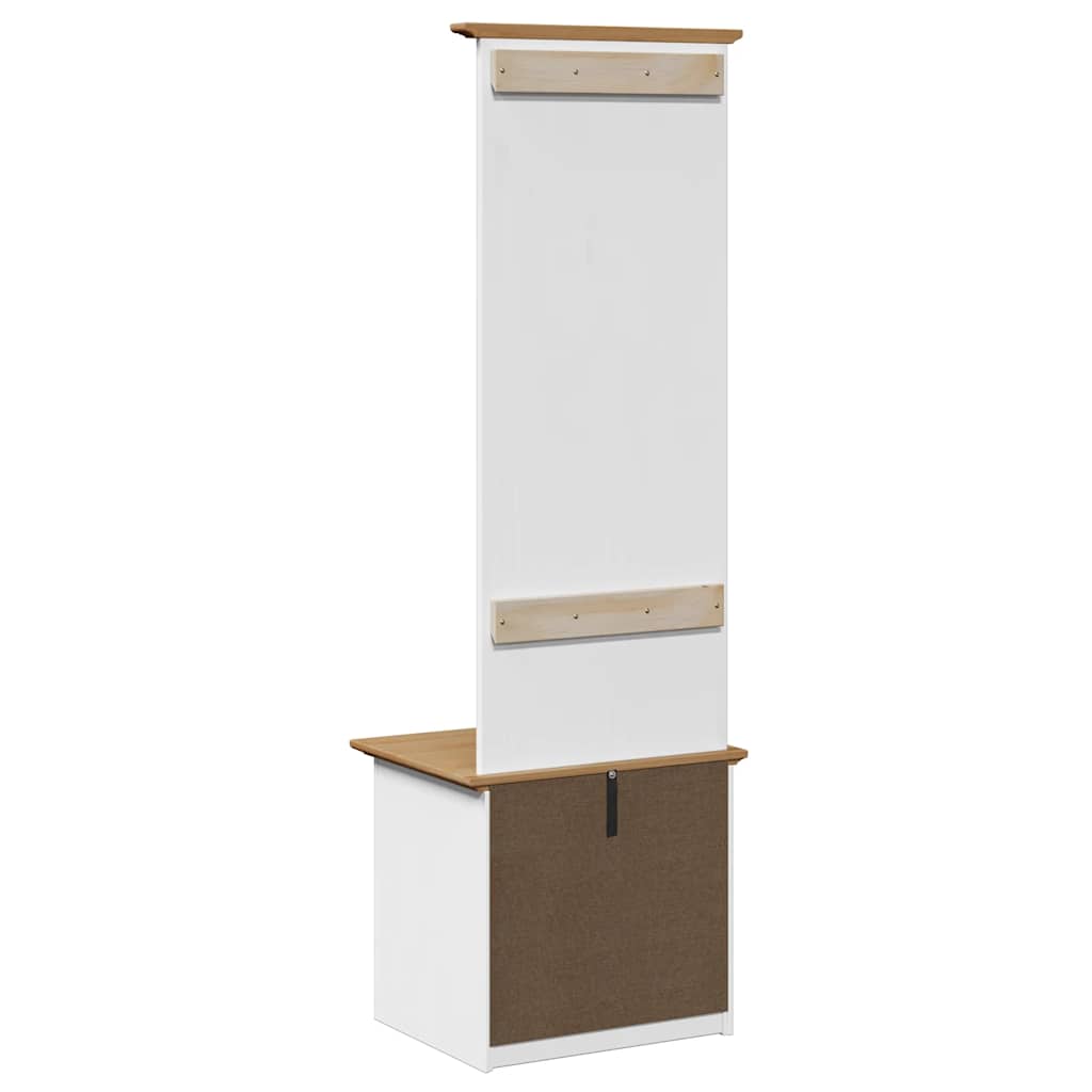 BODO White & Brown Hallway Cabinet with Hooks, 50x40x157 cm