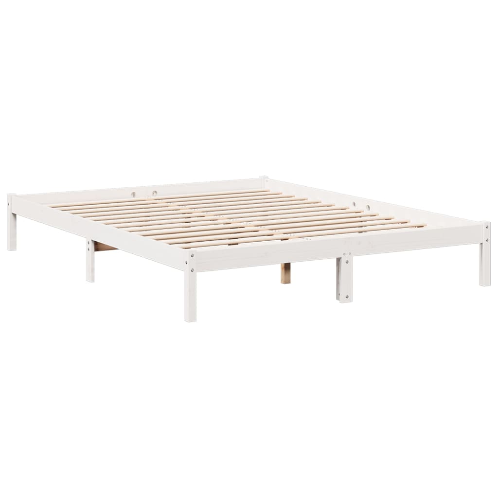 Solid Pine Extra Long Bed Frame 140x210 cm - White Finish