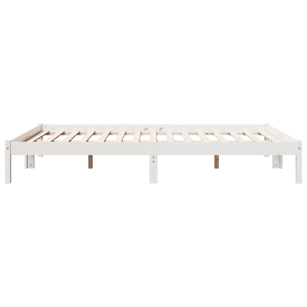 Solid Pine Extra Long Bed Frame 140x210 cm - White Finish