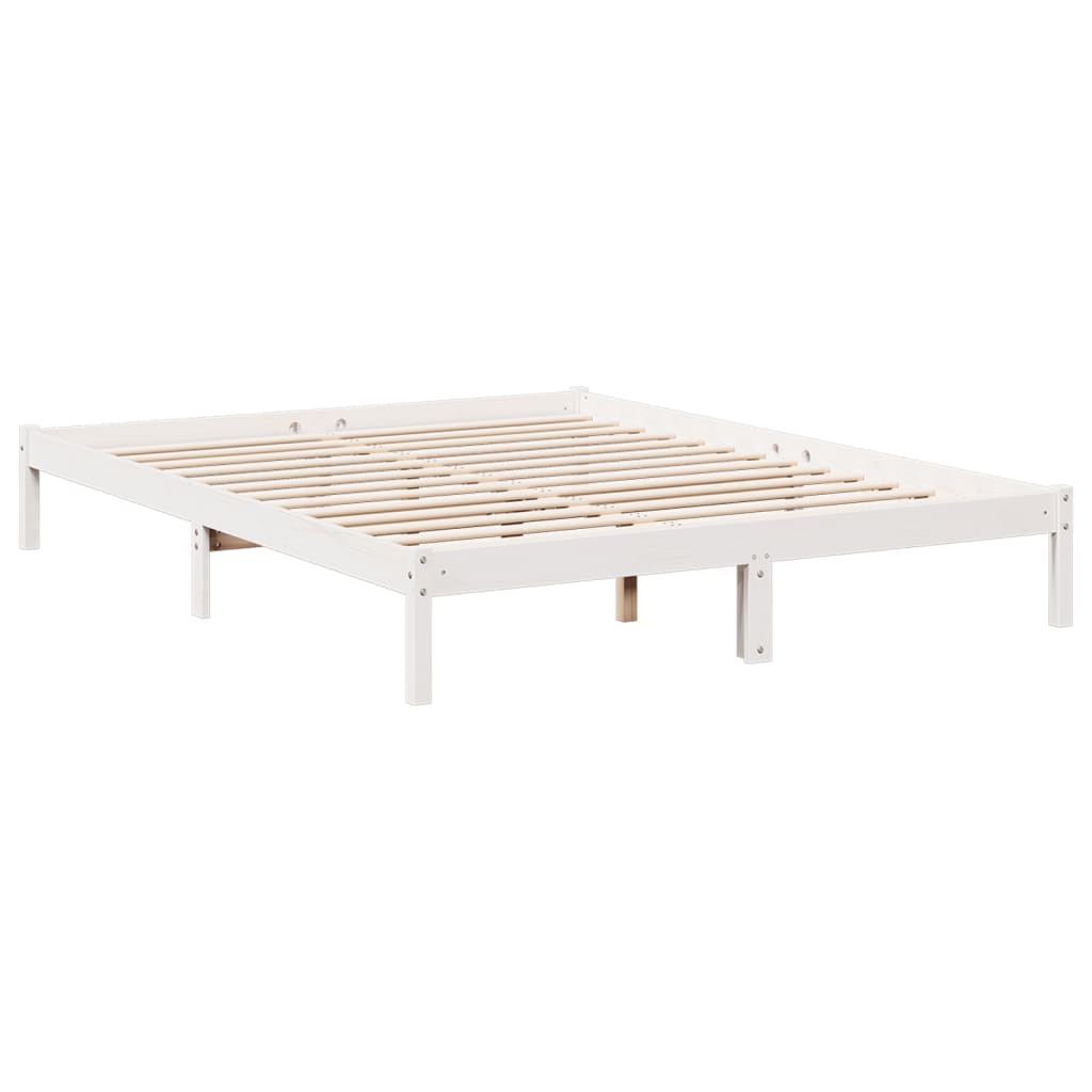 Solid Pine Extra Long Bed Frame 140x210 cm - White Finish