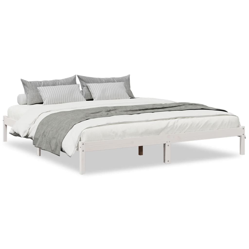 Solid Pine Extra Long Bed Frame 180x210 cm White Finish