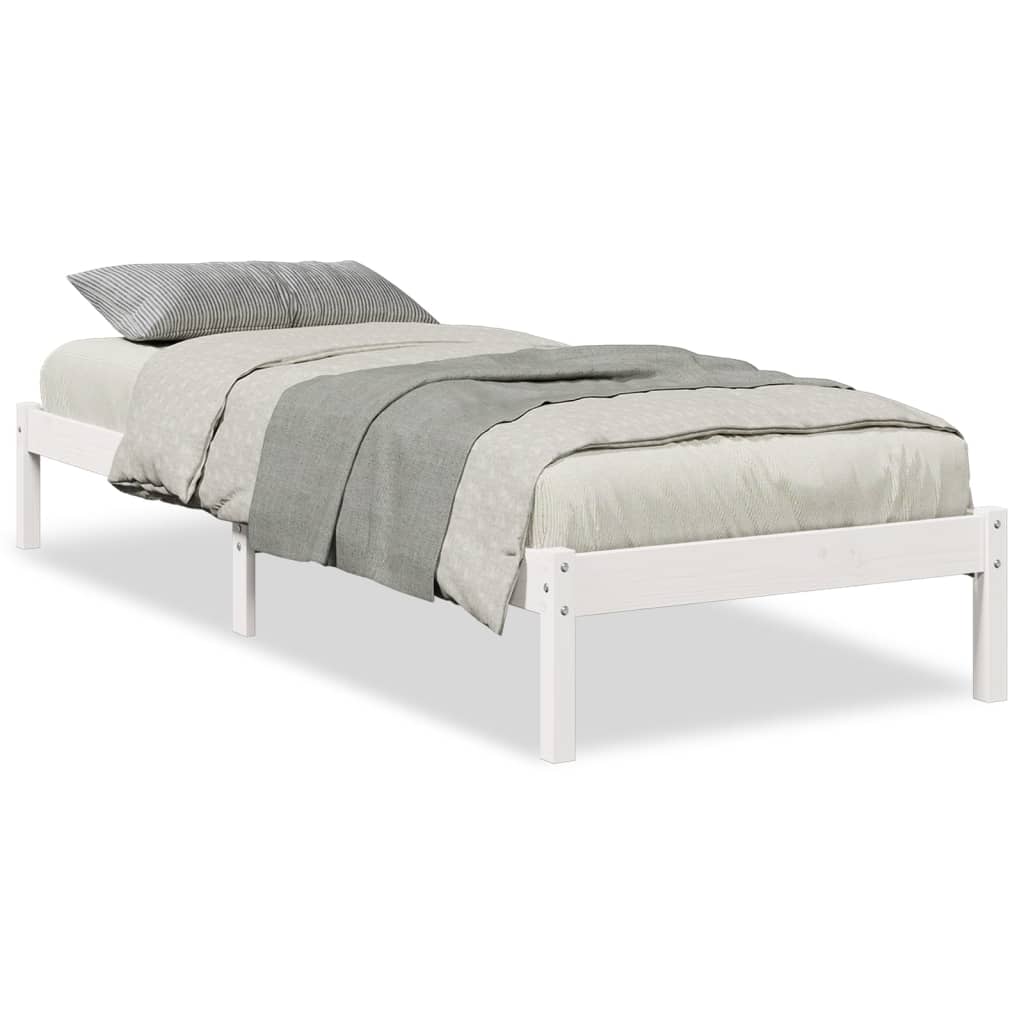 Solid Pine White Extra Long Bed Frame 90x220 cm, No Mattress