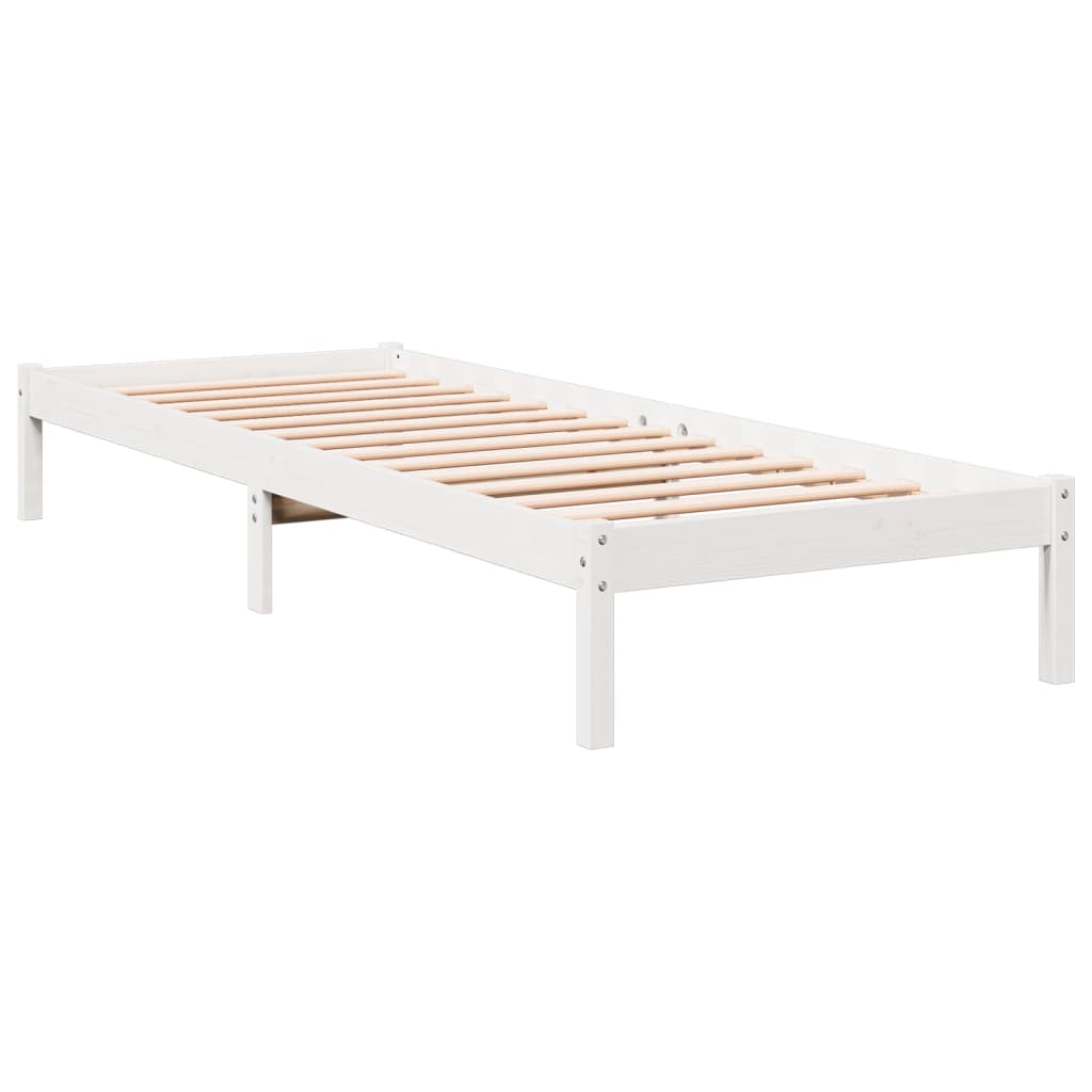 Solid Pine White Extra Long Bed Frame 90x220 cm, No Mattress