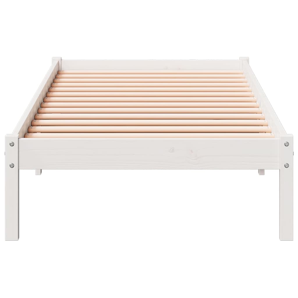 Solid Pine White Extra Long Bed Frame 90x220 cm, No Mattress