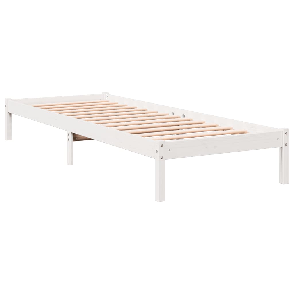 Solid Pine White Extra Long Bed Frame 90x220 cm, No Mattress