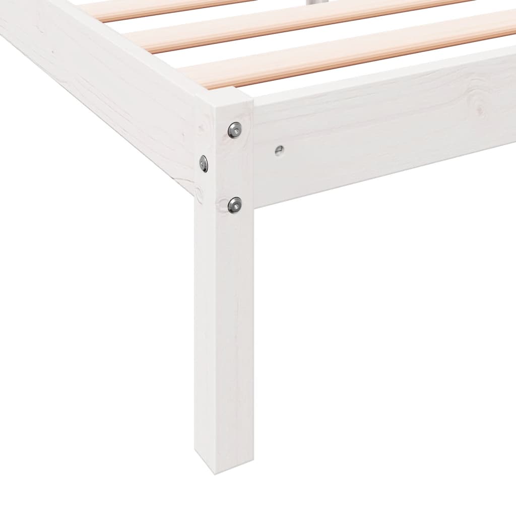 Solid Pine White Extra Long Bed Frame 90x220 cm, No Mattress