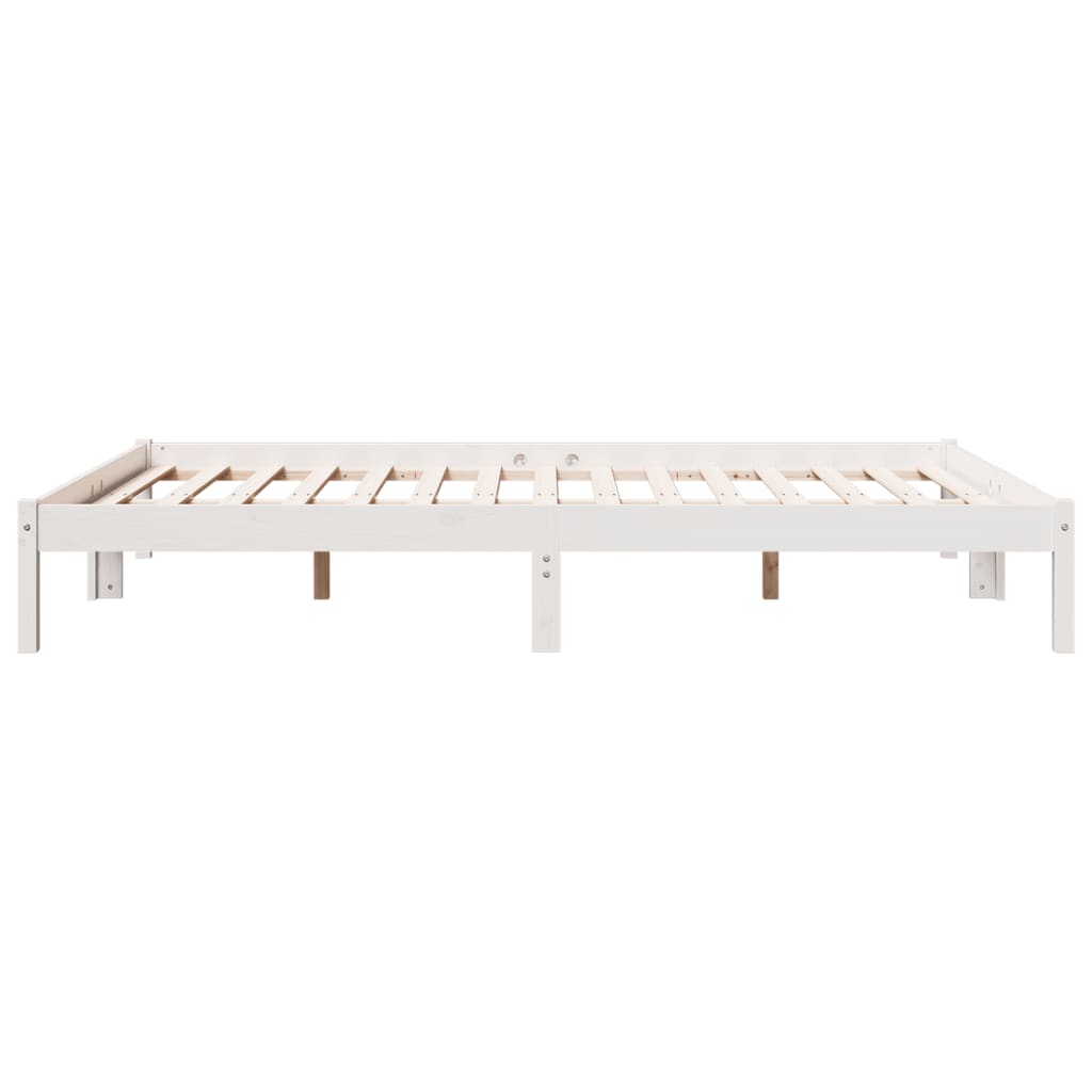 Pine Wood Extra Long Bed Frame 140x220 cm, White Finish
