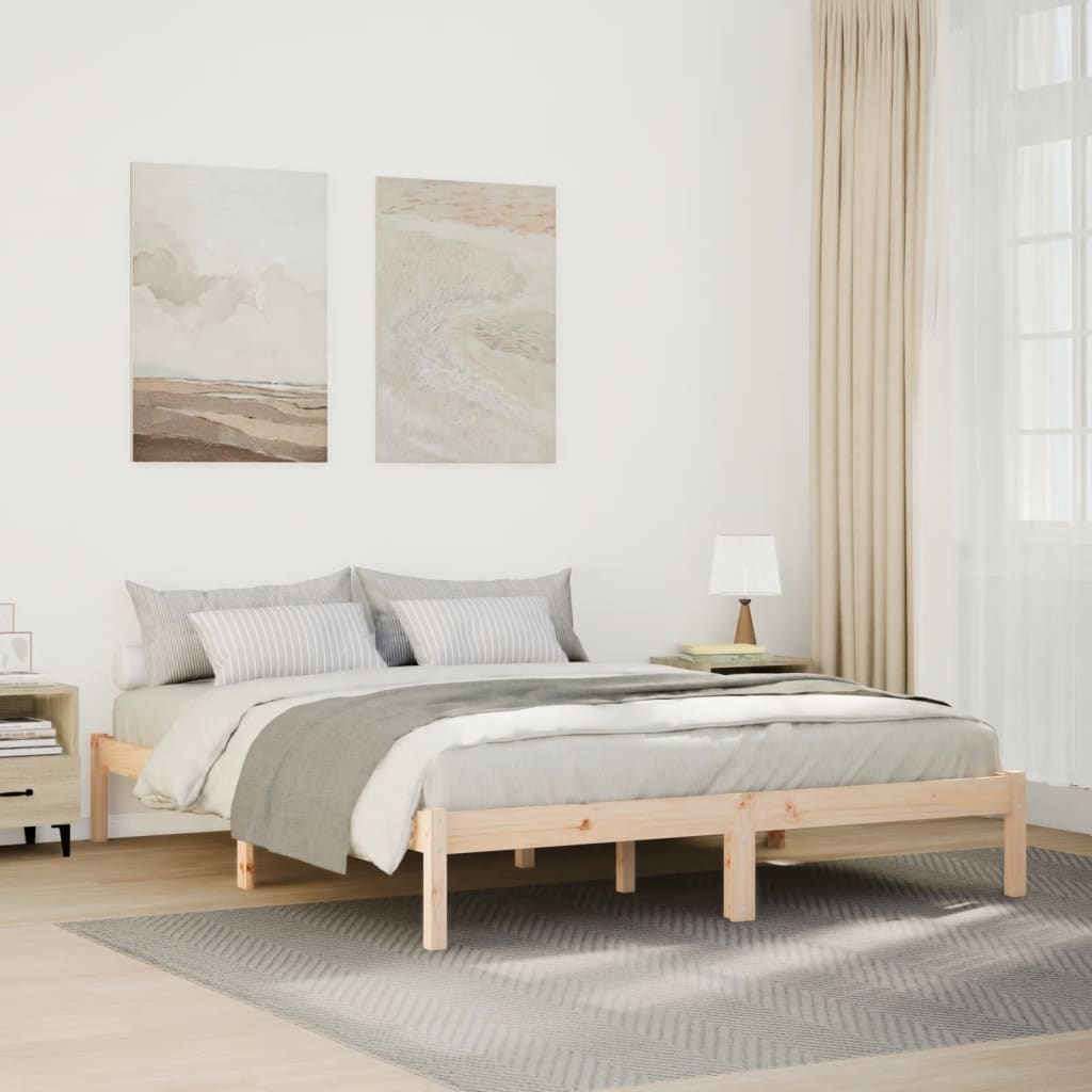 Solid Pine Extra Long Bed Frame 160x220 cm - No Mattress Included
