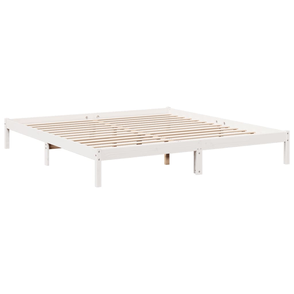 Solid Pine Extra Long Bed Frame 200x220 cm - White Finish