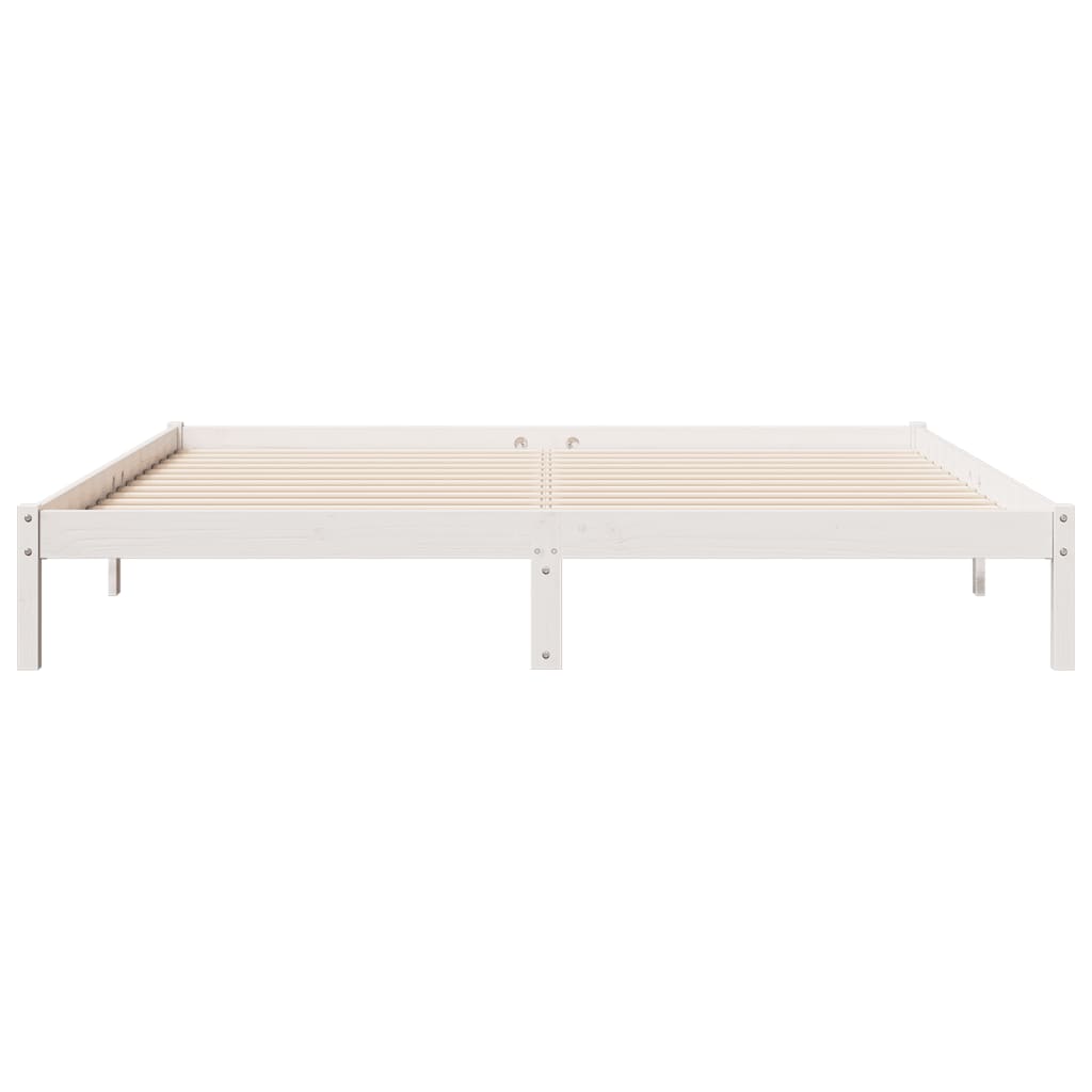 Solid Pine Extra Long Bed Frame 200x220 cm - White Finish