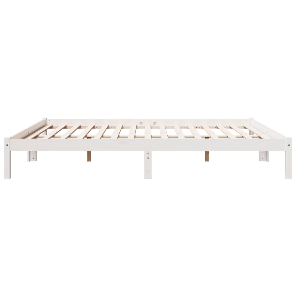 Solid Pine Extra Long Bed Frame 200x220 cm - White Finish
