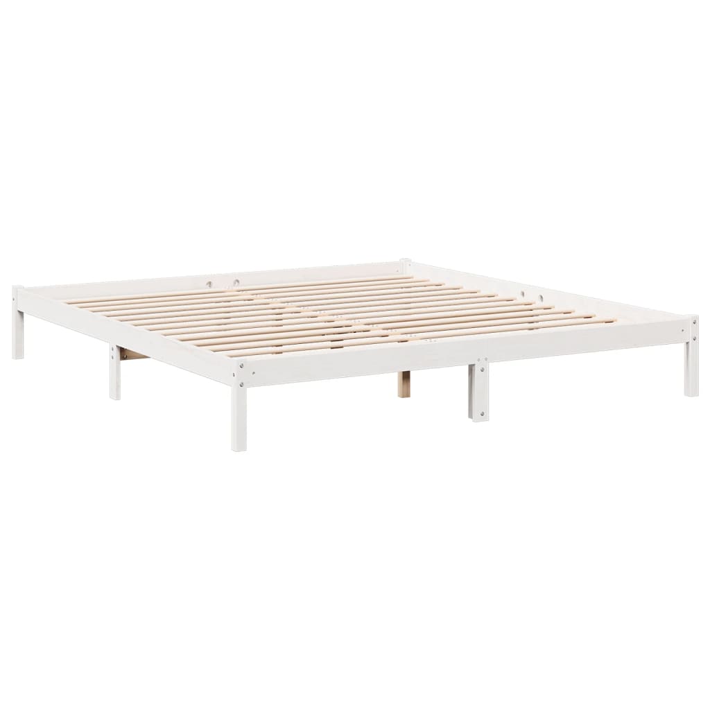 Solid Pine Extra Long Bed Frame 200x220 cm - White Finish