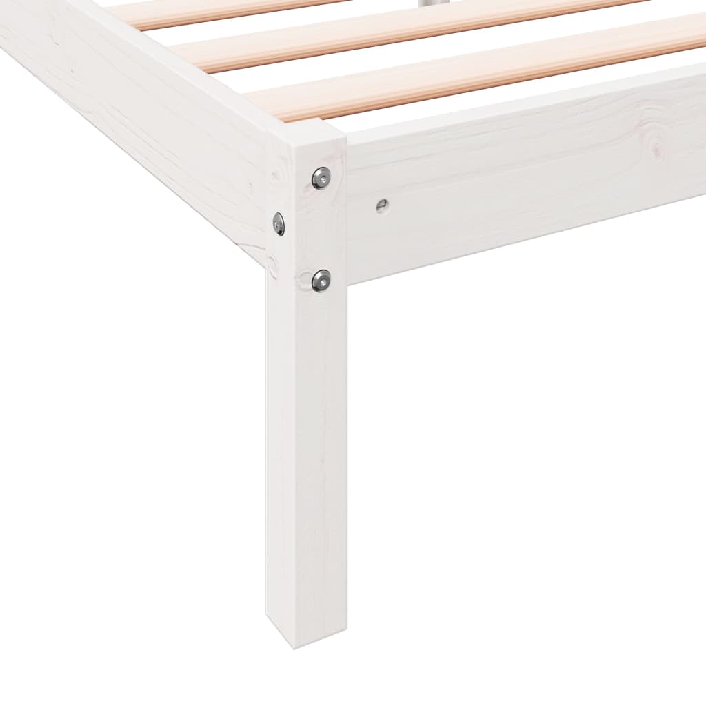 Solid Pine Extra Long Bed Frame 200x220 cm - White Finish