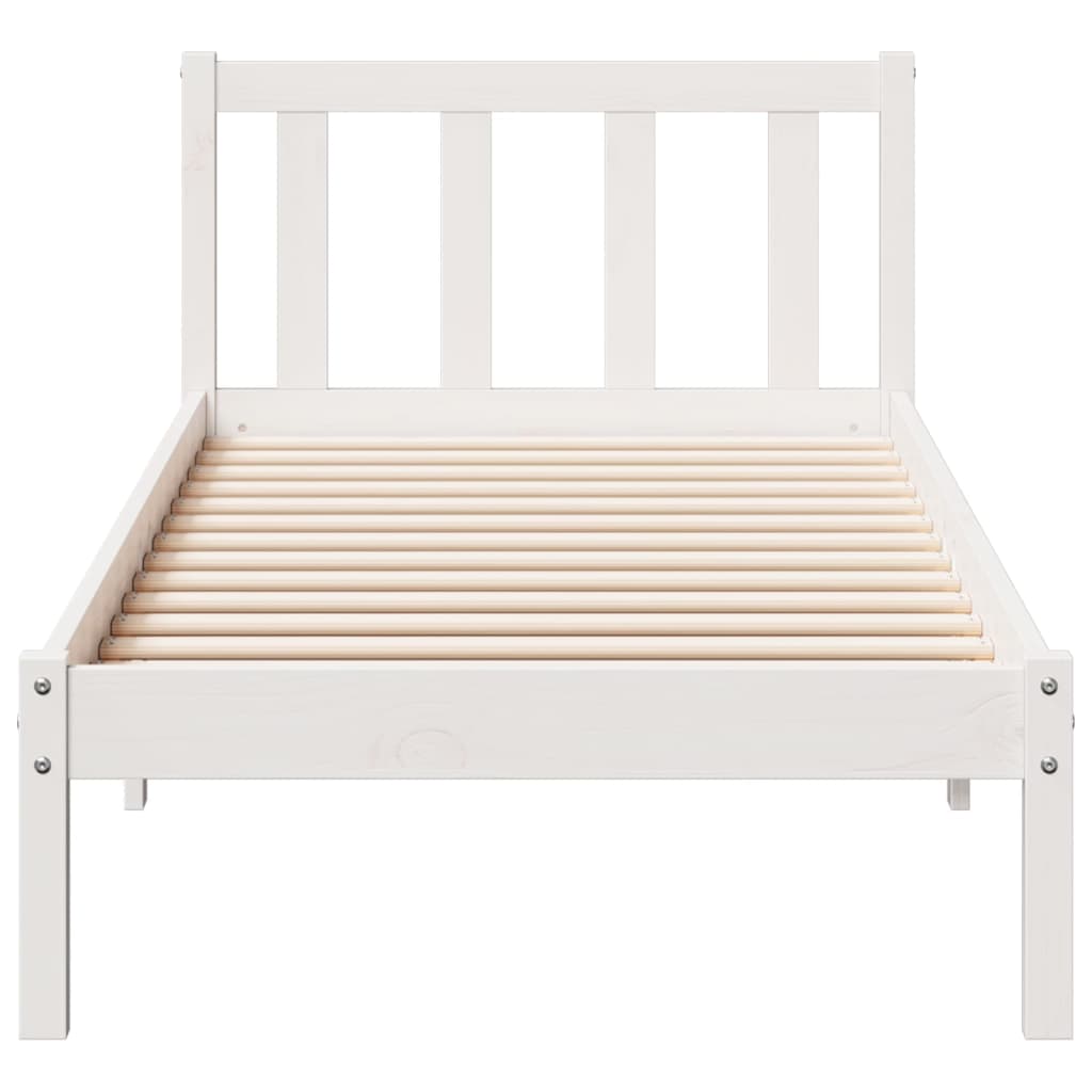 Solid Pine Extra Long Bed Frame 90x210 cm - White Finish