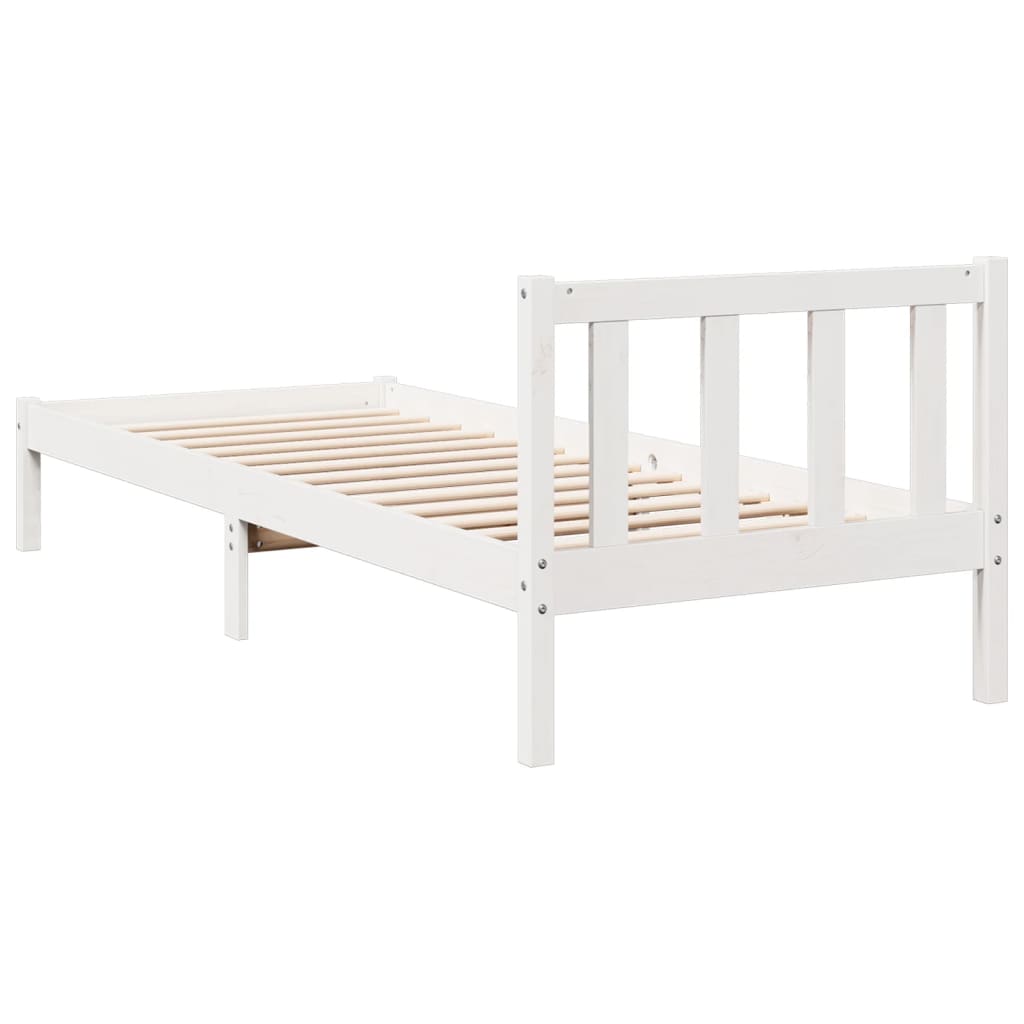 Solid Pine Extra Long Bed Frame 90x210 cm - White Finish