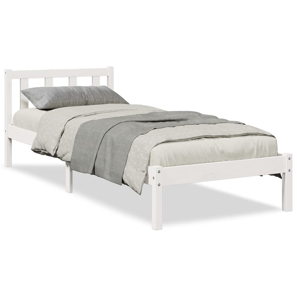 Solid Pine Extra Long Bed Frame 100x210 cm - White Finish