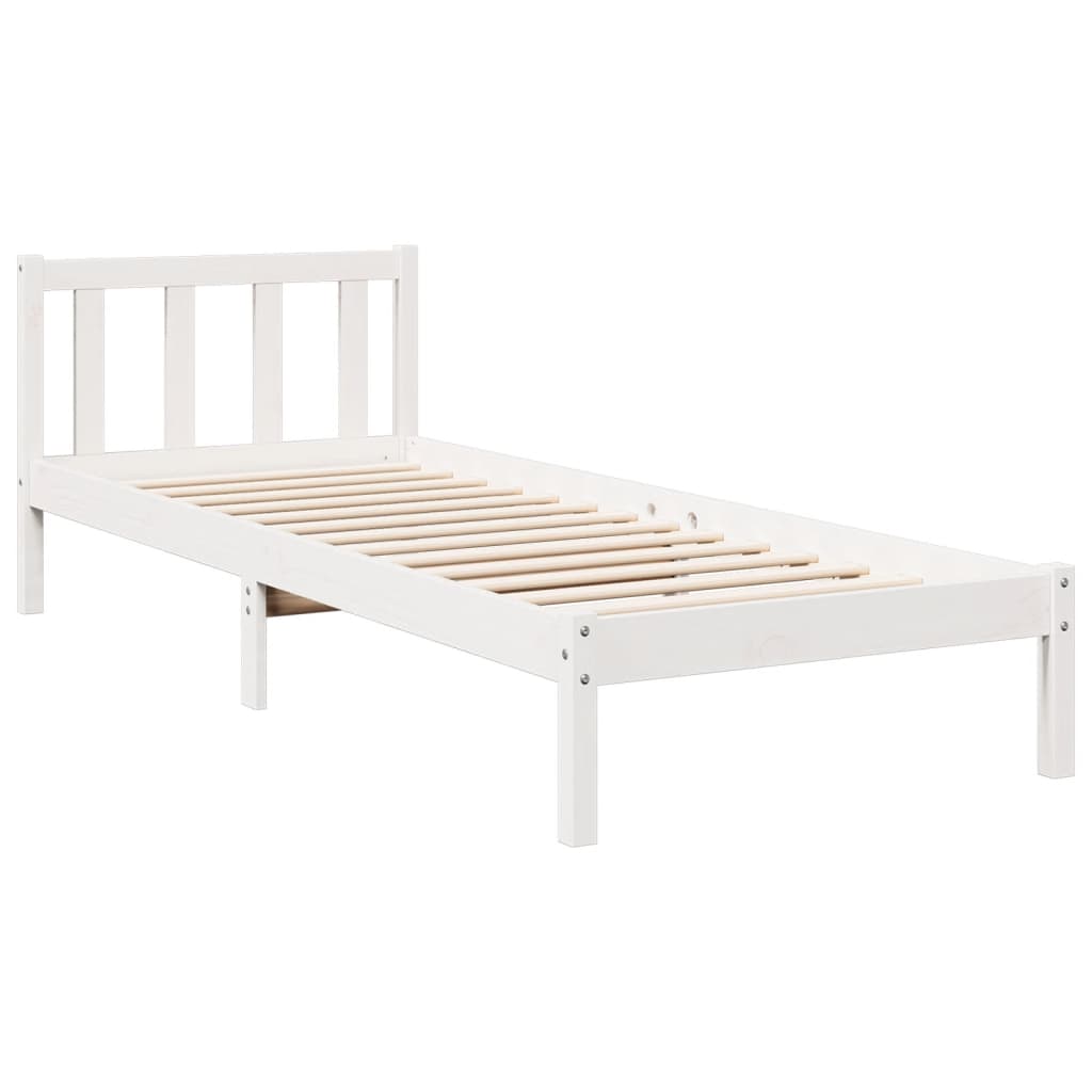Solid Pine Extra Long Bed Frame 100x210 cm - White Finish