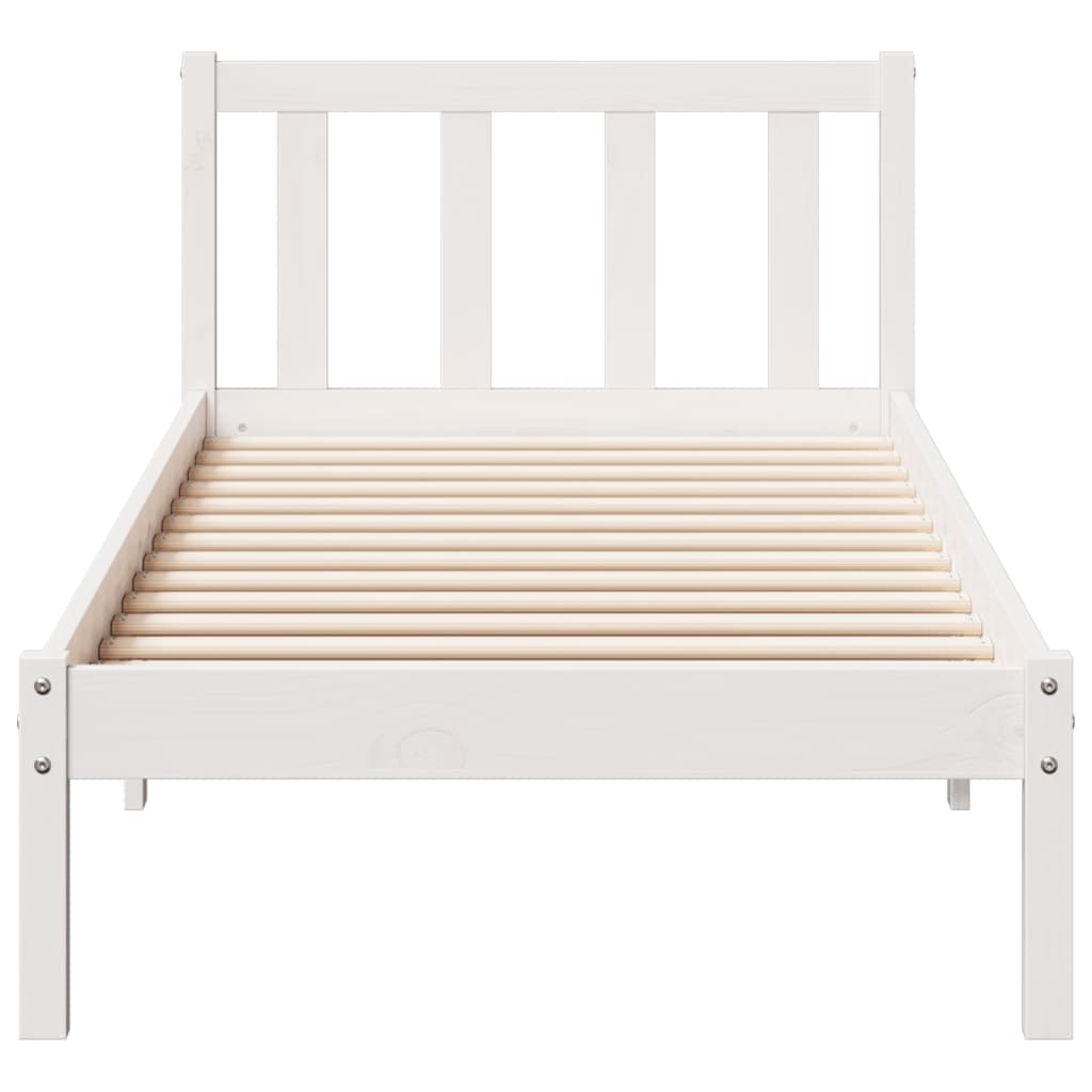 Solid Pine Extra Long Bed Frame 100x210 cm - White Finish