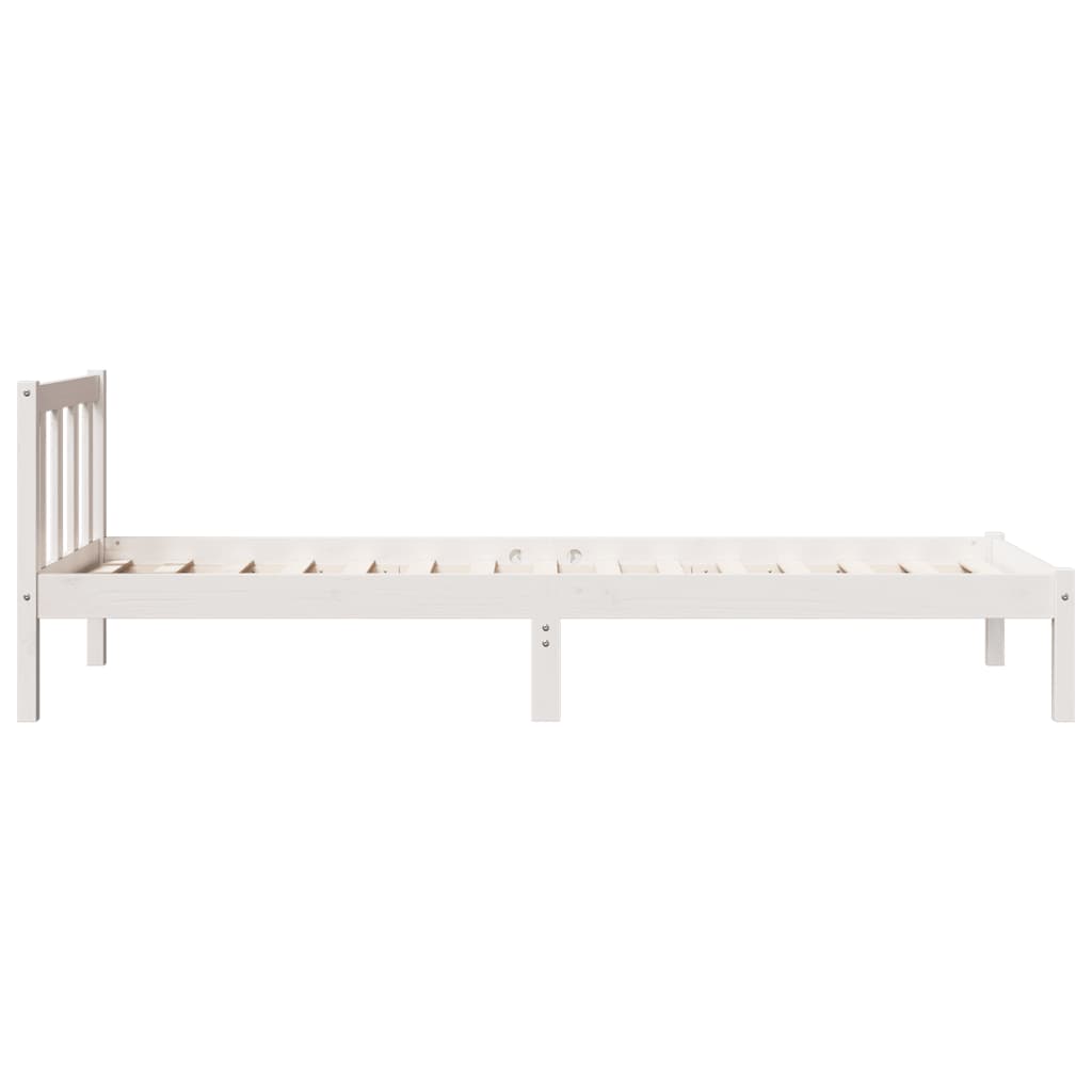 Solid Pine Extra Long Bed Frame 100x210 cm - White Finish