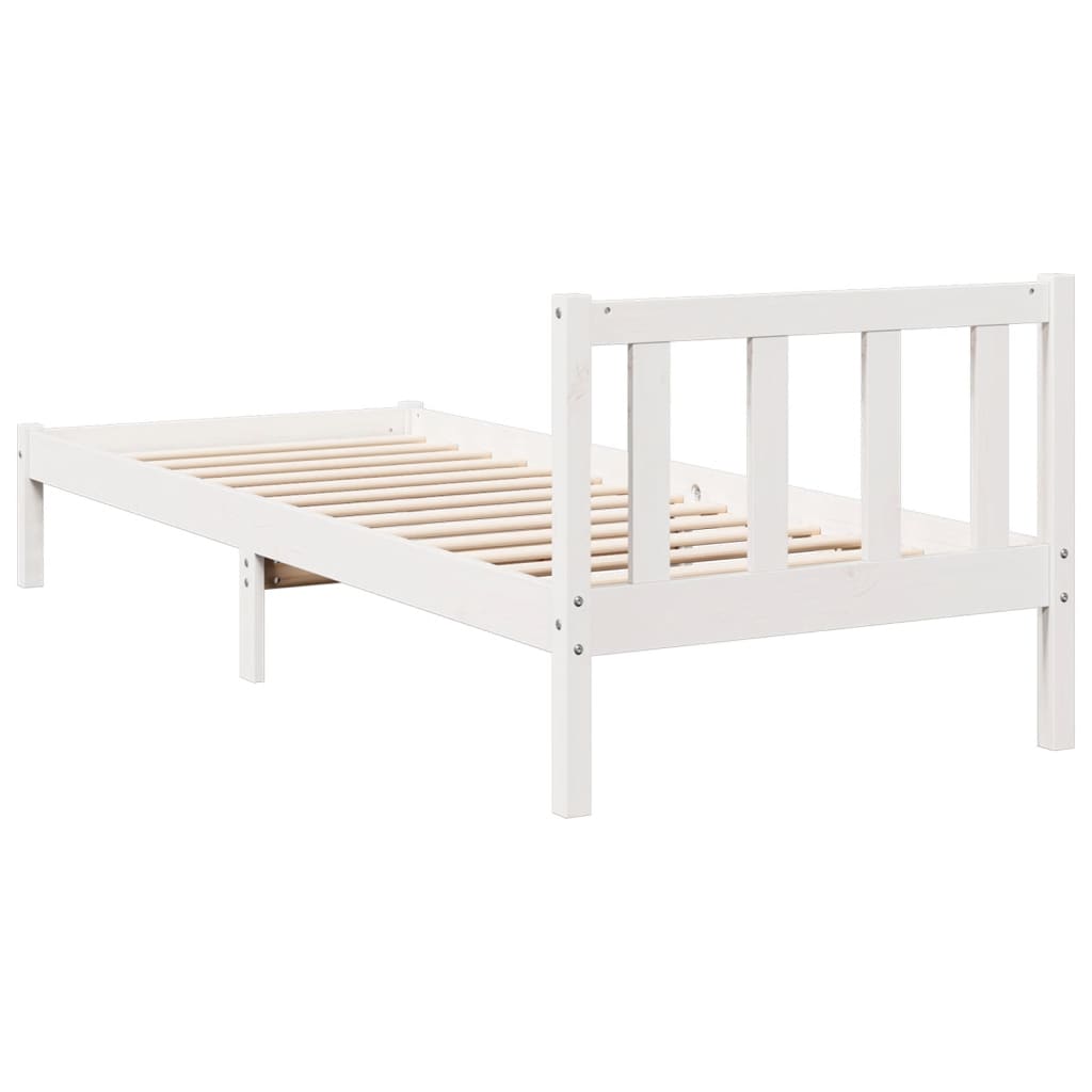 Solid Pine Extra Long Bed Frame 100x210 cm - White Finish