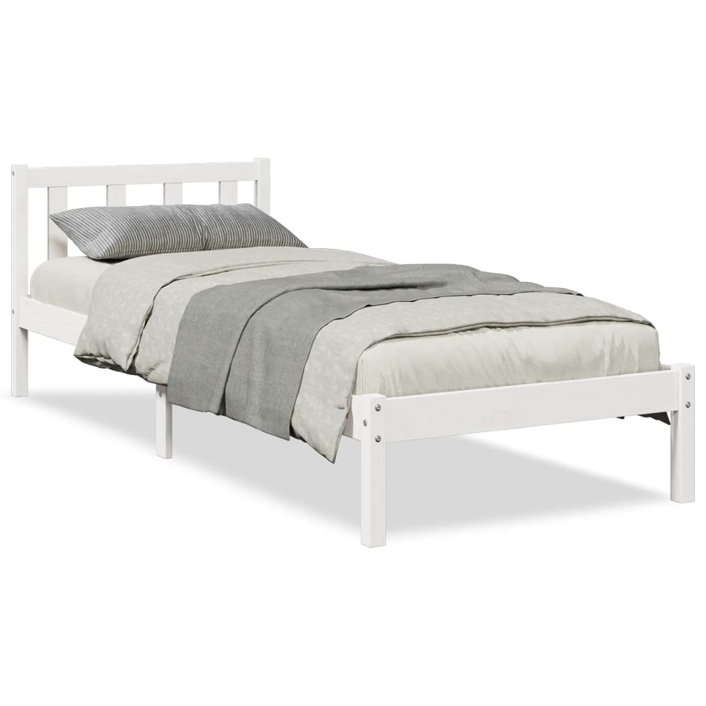 Solid Pine White 90x220 cm Extra Long Bed Frame (No Mattress)
