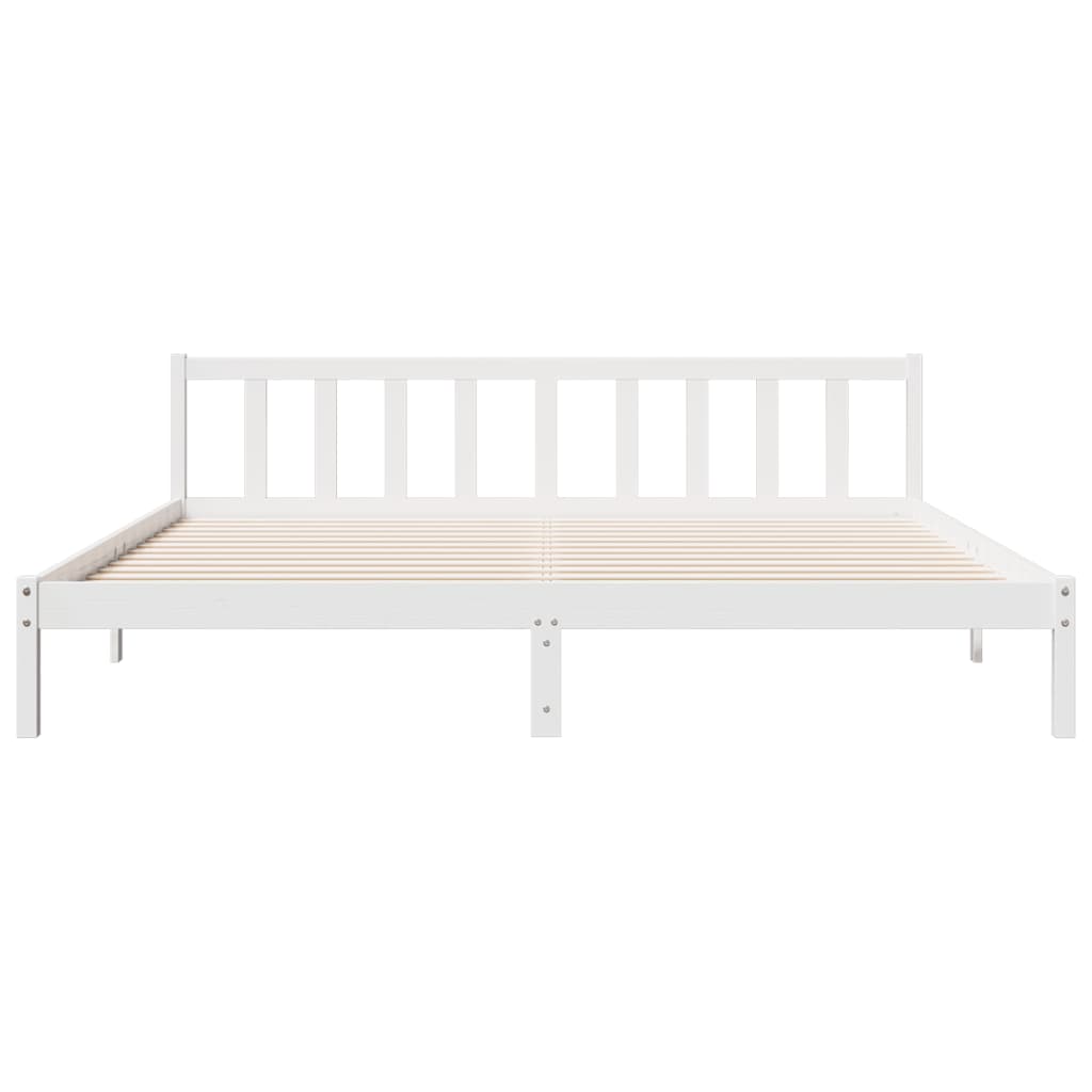 Extra Long Solid Pine Bed Frame 180x220 cm - White Finish