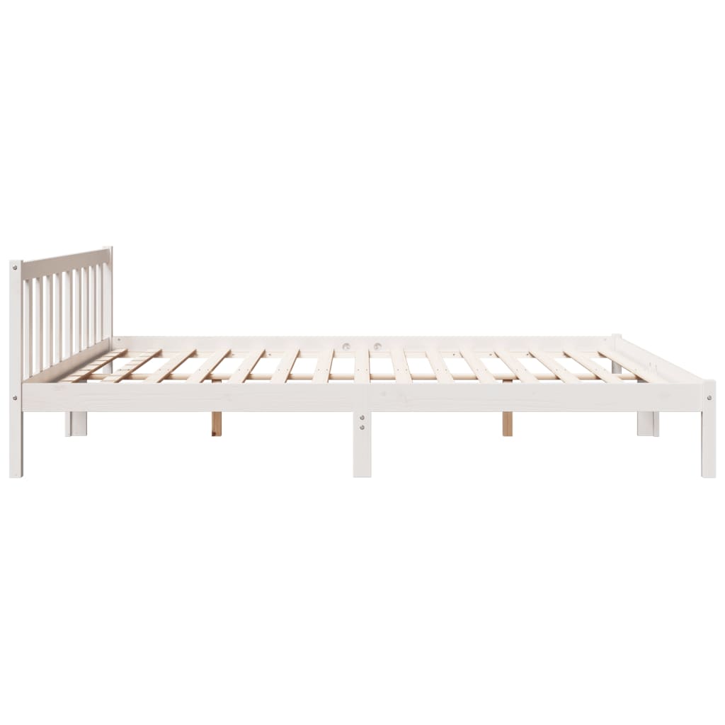 Extra Long Solid Pine Bed Frame 180x220 cm - White Finish