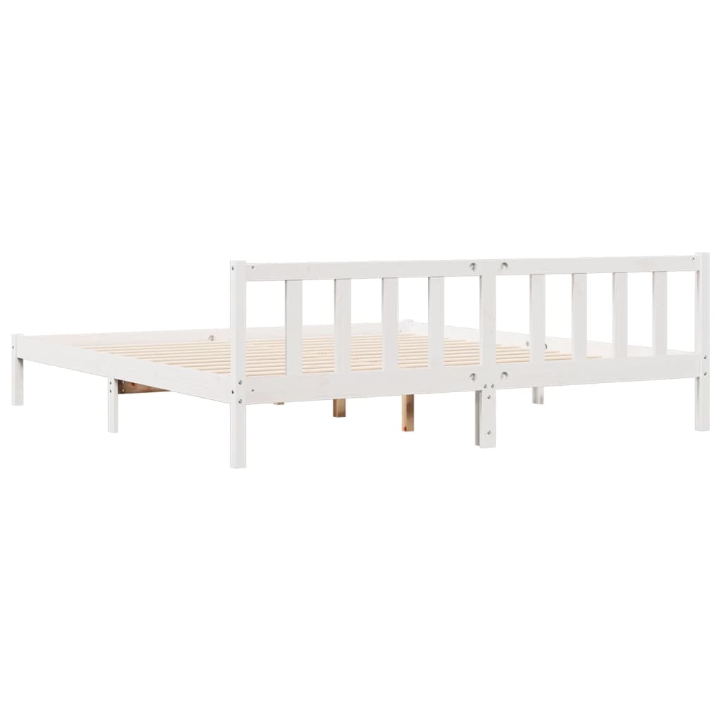 Extra Long Solid Pine Bed Frame 180x220 cm - White Finish