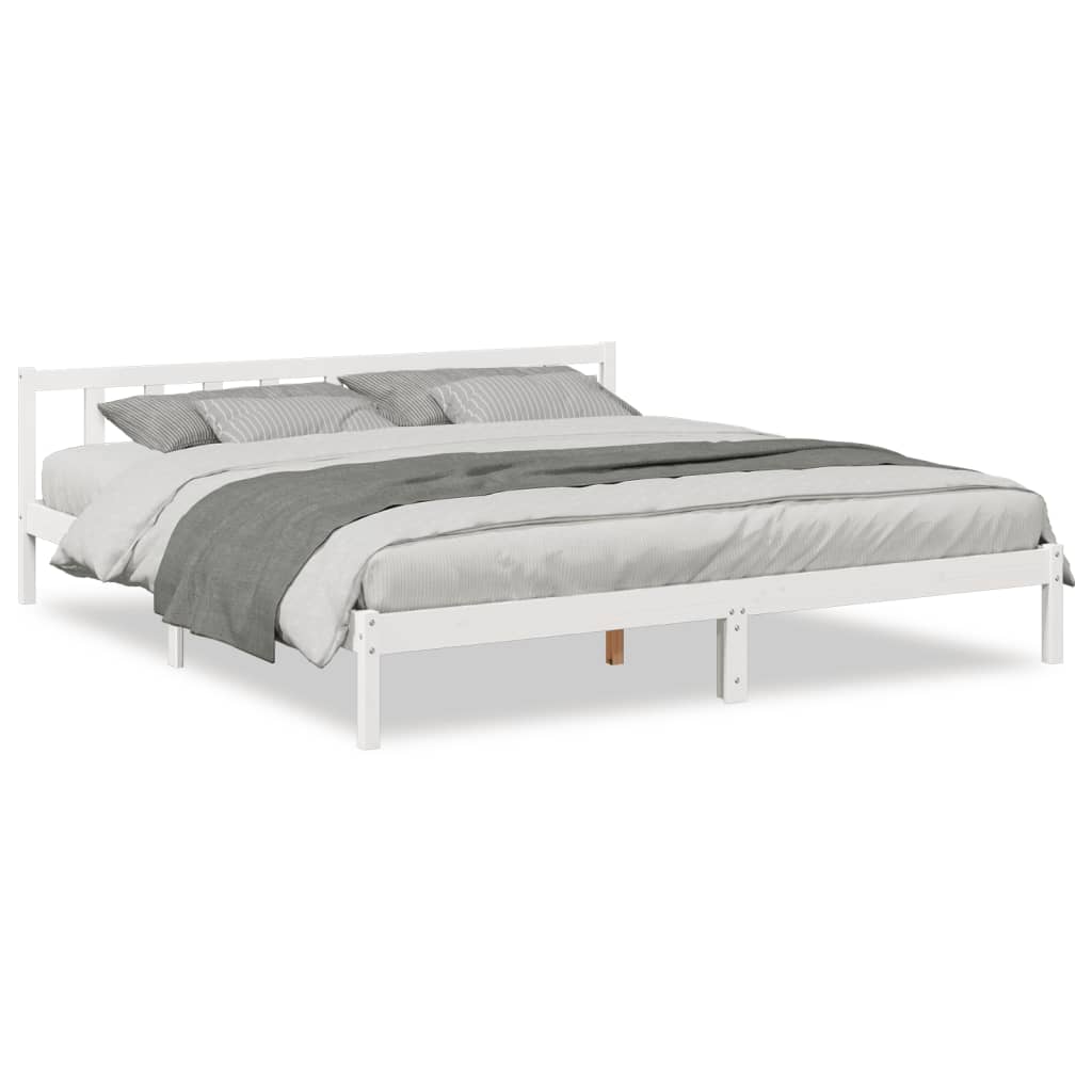 Extra Long White Solid Pine Bed Frame 200x220 cm - No Mattress