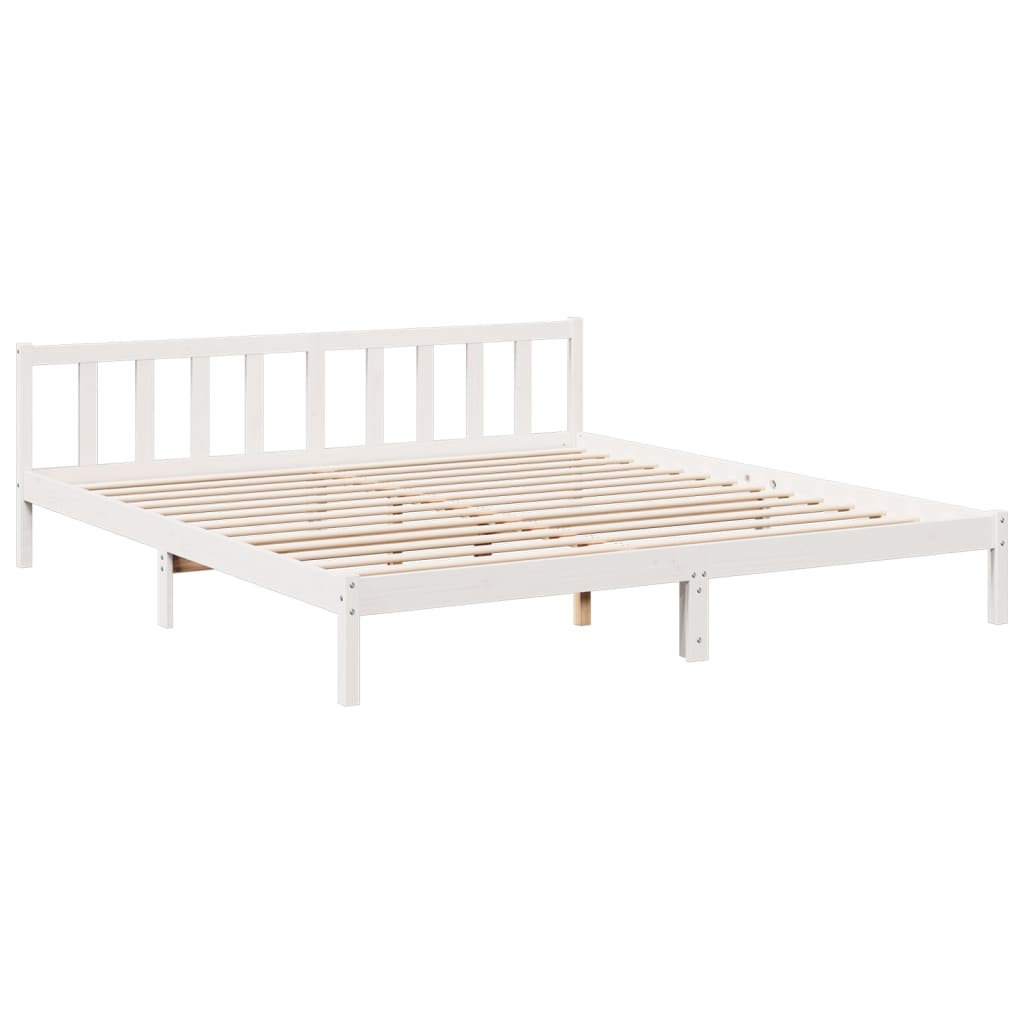 Extra Long White Solid Pine Bed Frame 200x220 cm - No Mattress