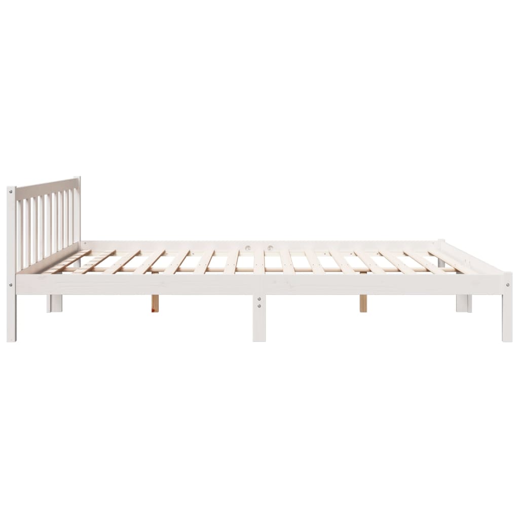 Extra Long White Solid Pine Bed Frame 200x220 cm - No Mattress