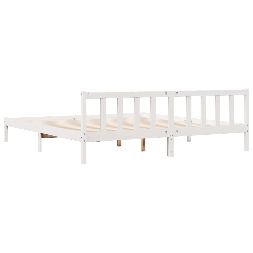 Extra Long White Solid Pine Bed Frame 200x220 cm - No Mattress